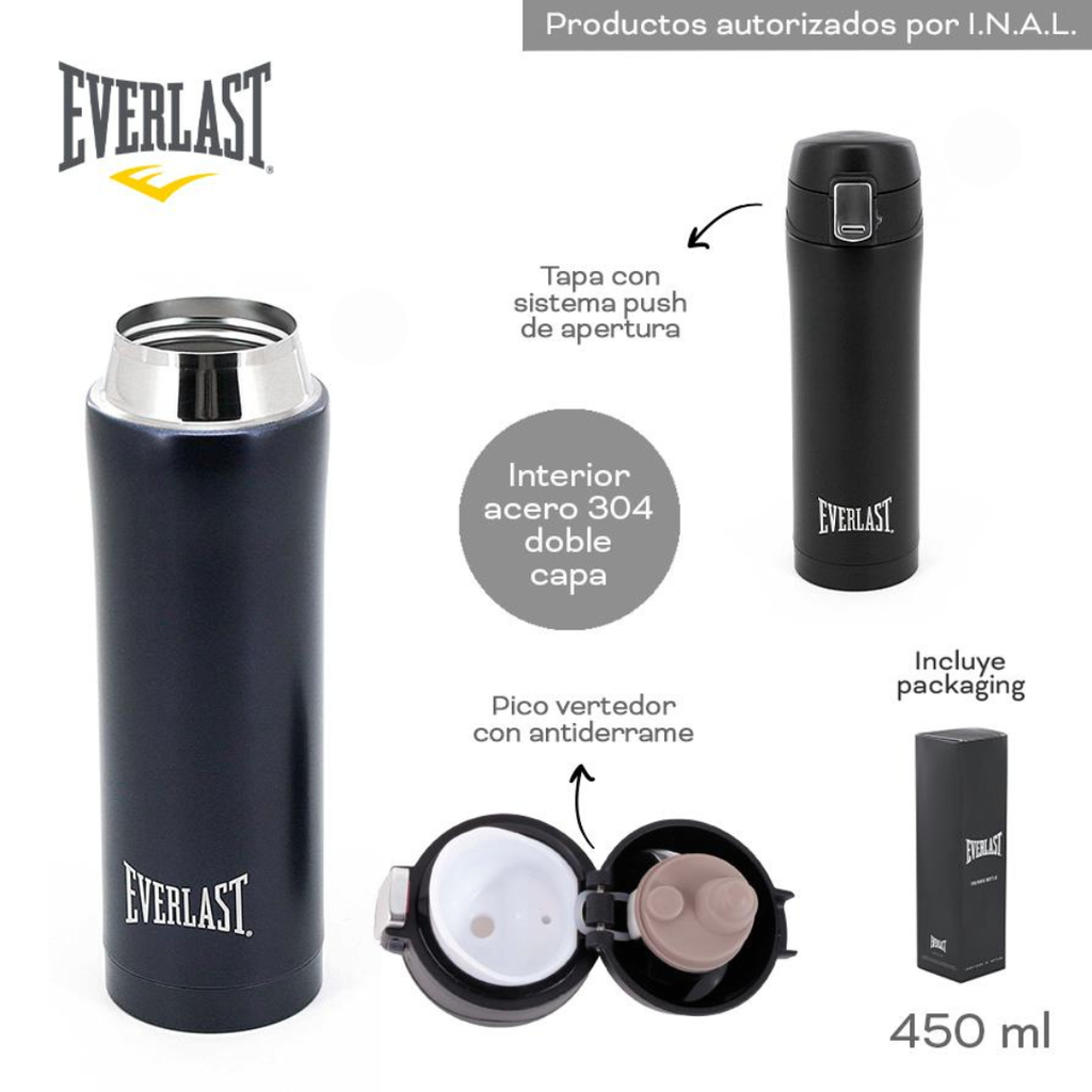 BOTELLA TERMICA EVERLAST 18478 450ML NEGRO